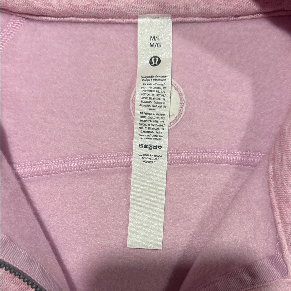 Lululemon Athletica Scuba Oversized Funnel Neck Half-Zip Heathered Pink M/L - Picture 7 of 11